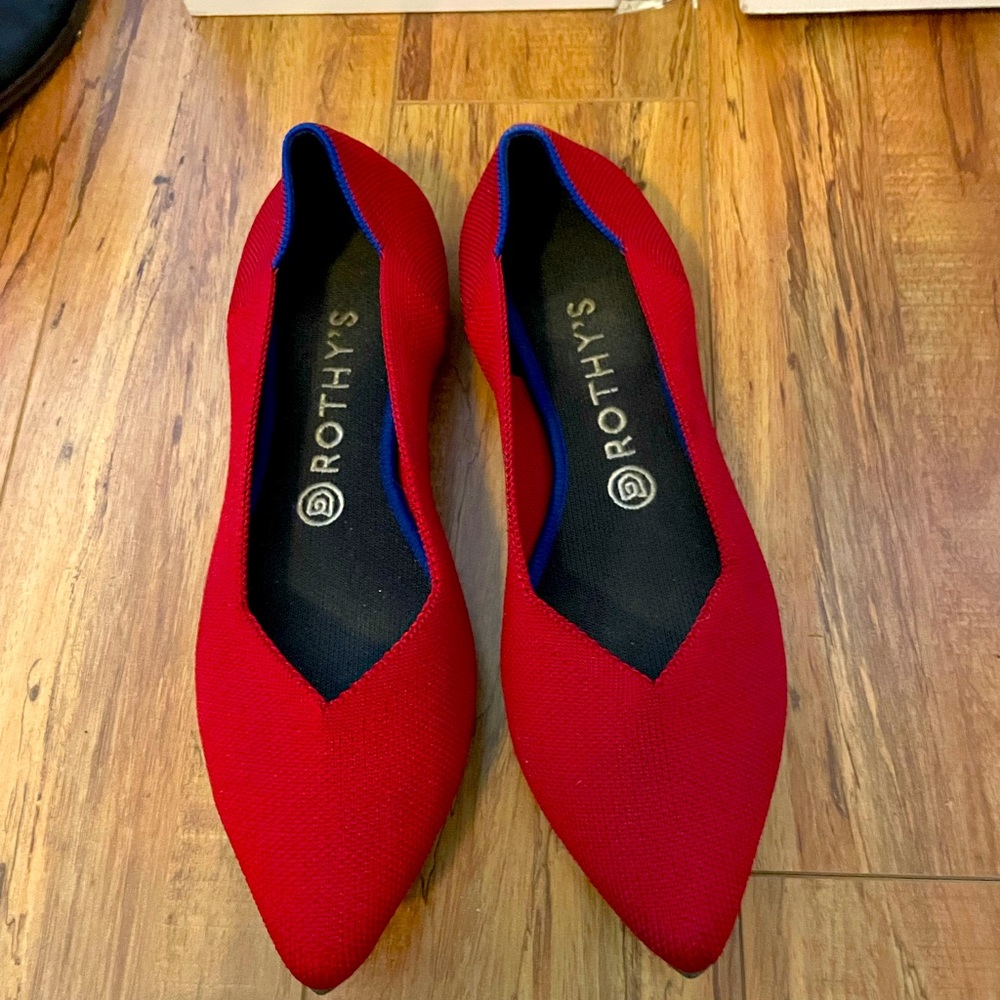Rothy’s Pointed Toe Flat in Red